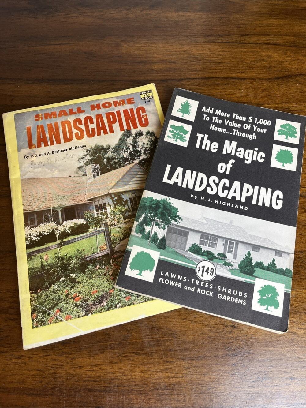 Two Vintage 1950’s Books On Home Landscaping DIY Paperbacks